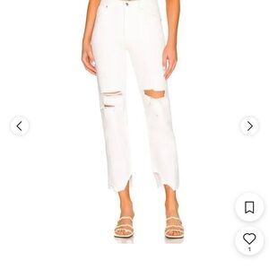 Women's White Distressed Crop Jeans